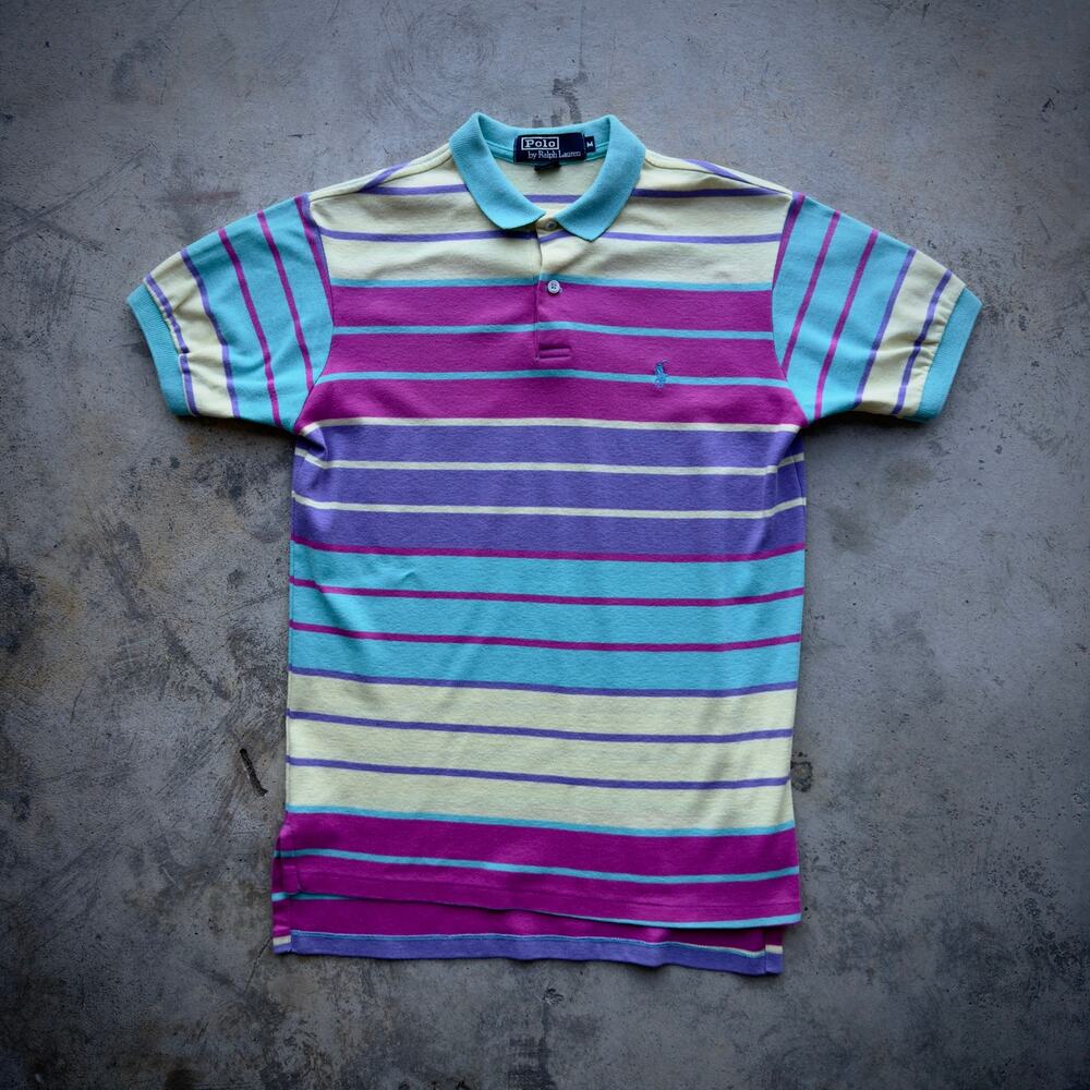 80s Polo Ralph Lauren Striped Polo Shirt Size M